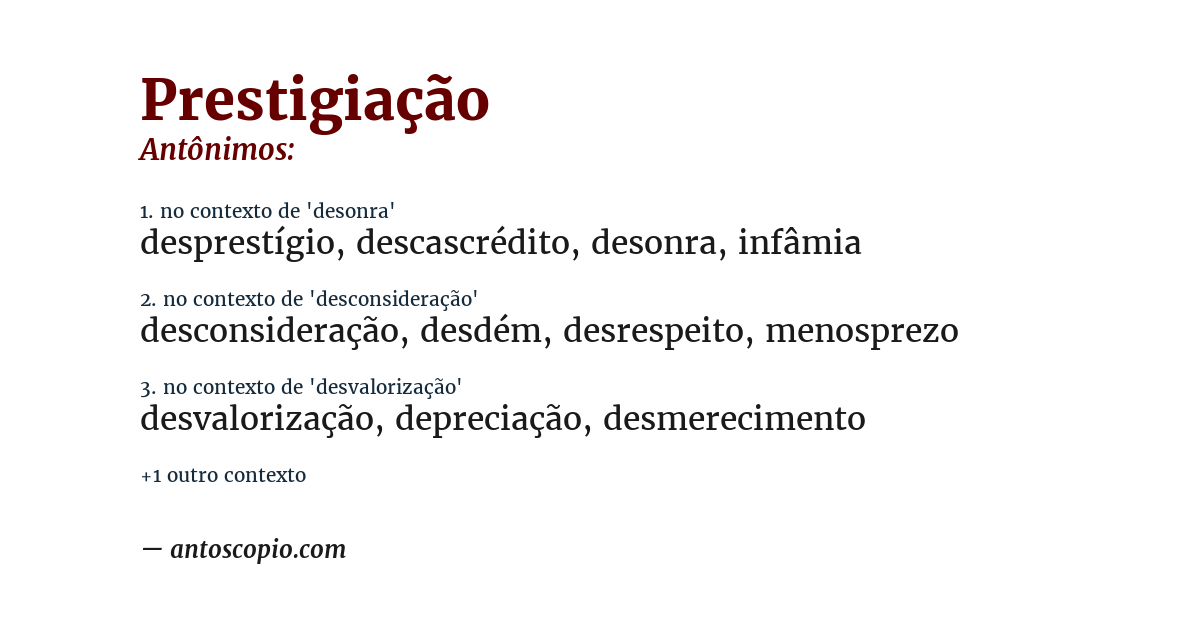 Antônimo de prestigiação