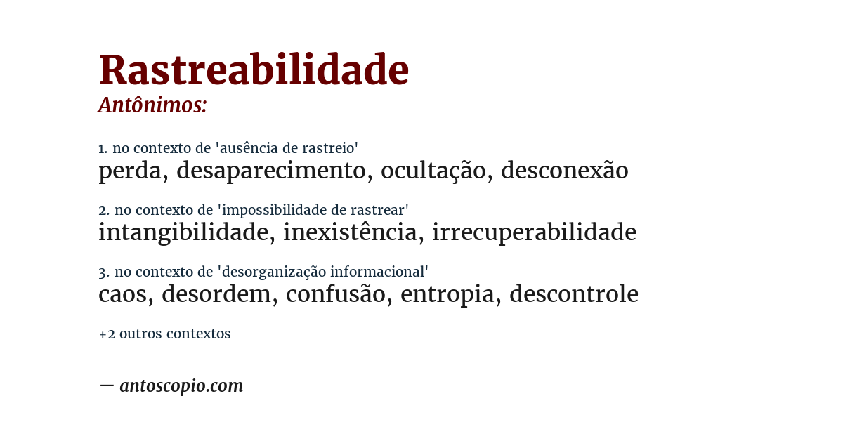Antônimo de rastreabilidade