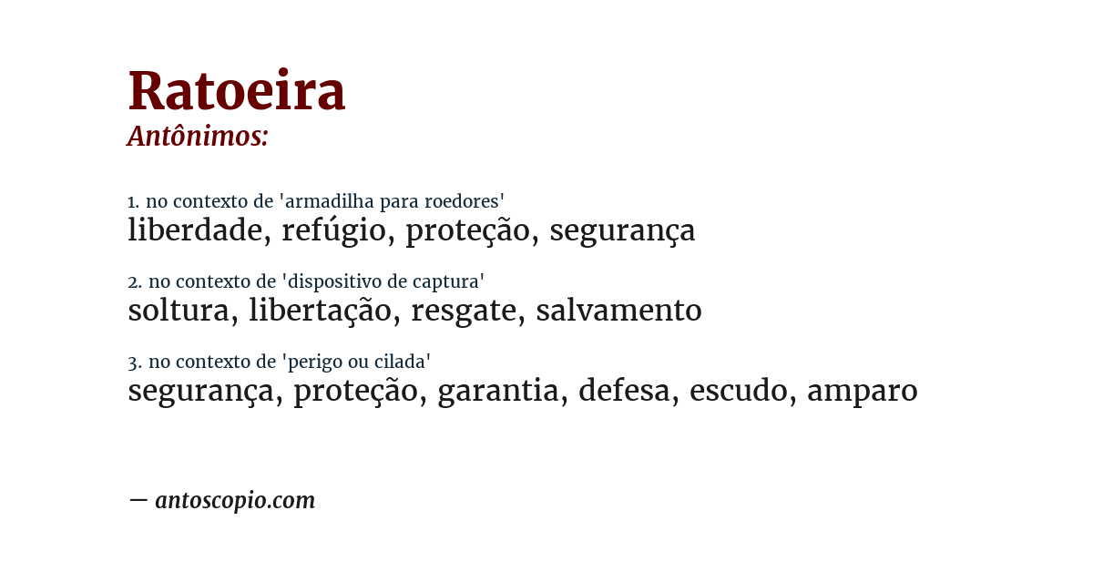 Antônimo de ratoeira