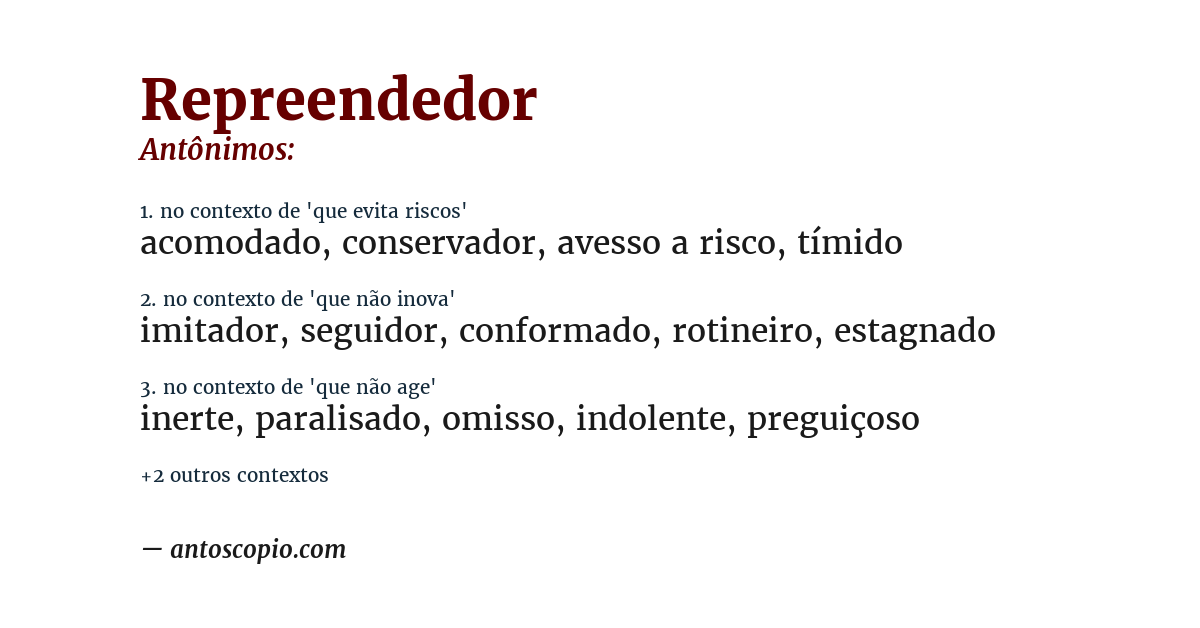 Antônimo de repreendedor