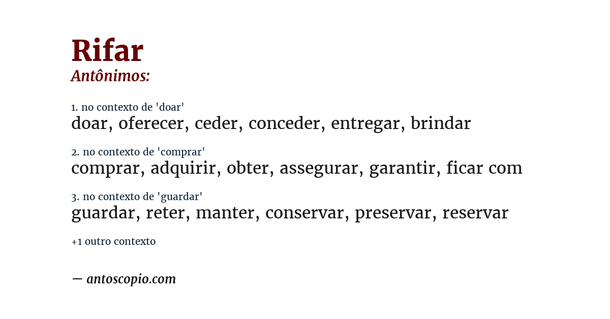 Antônimo de rifar