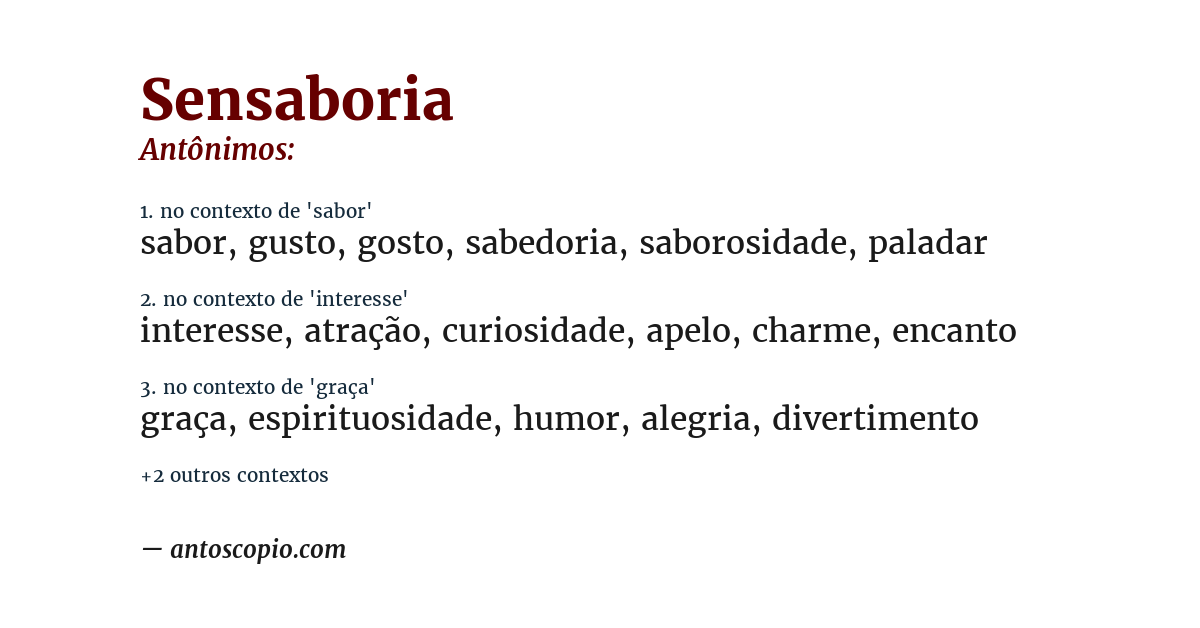 Antônimo de sensaboria