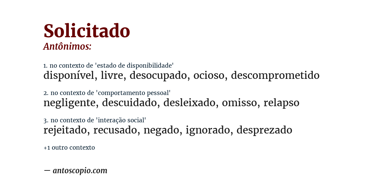 Antônimo de solicitado
