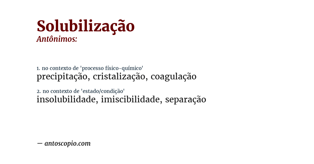 Antônimo de solubilização