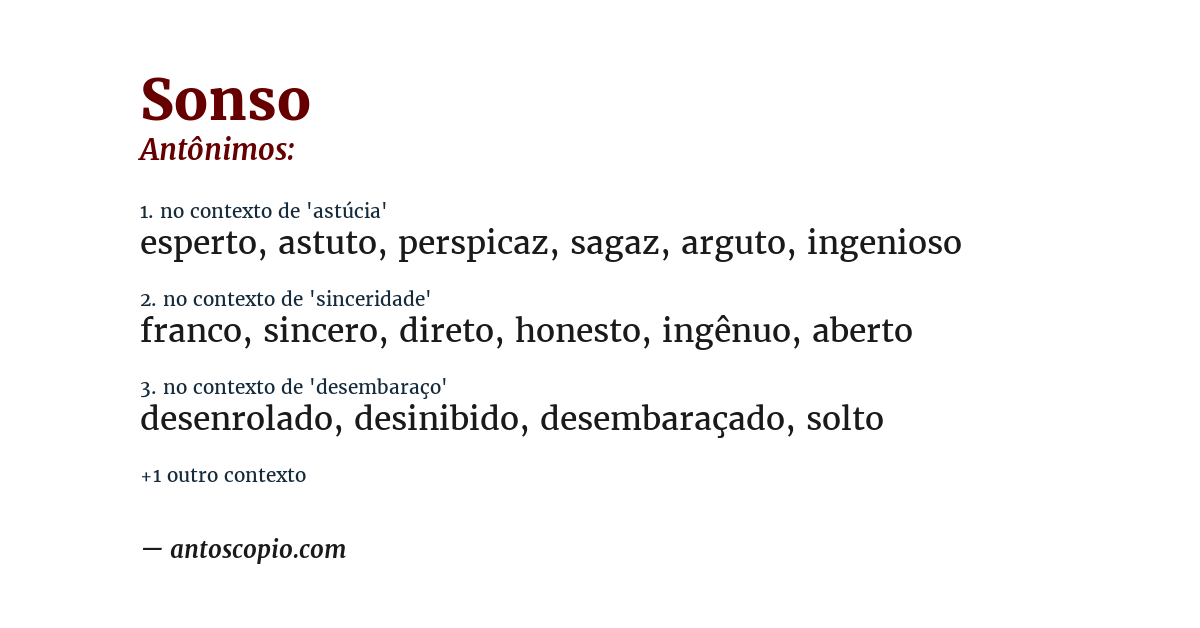 Antônimo de sonso