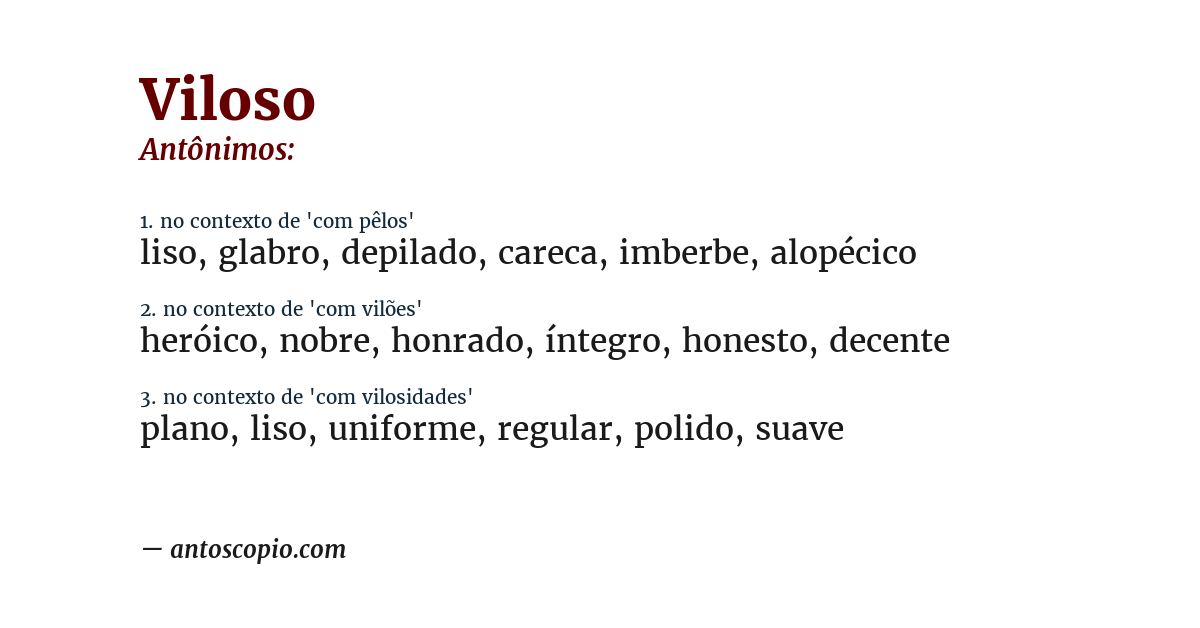 Antônimo de viloso