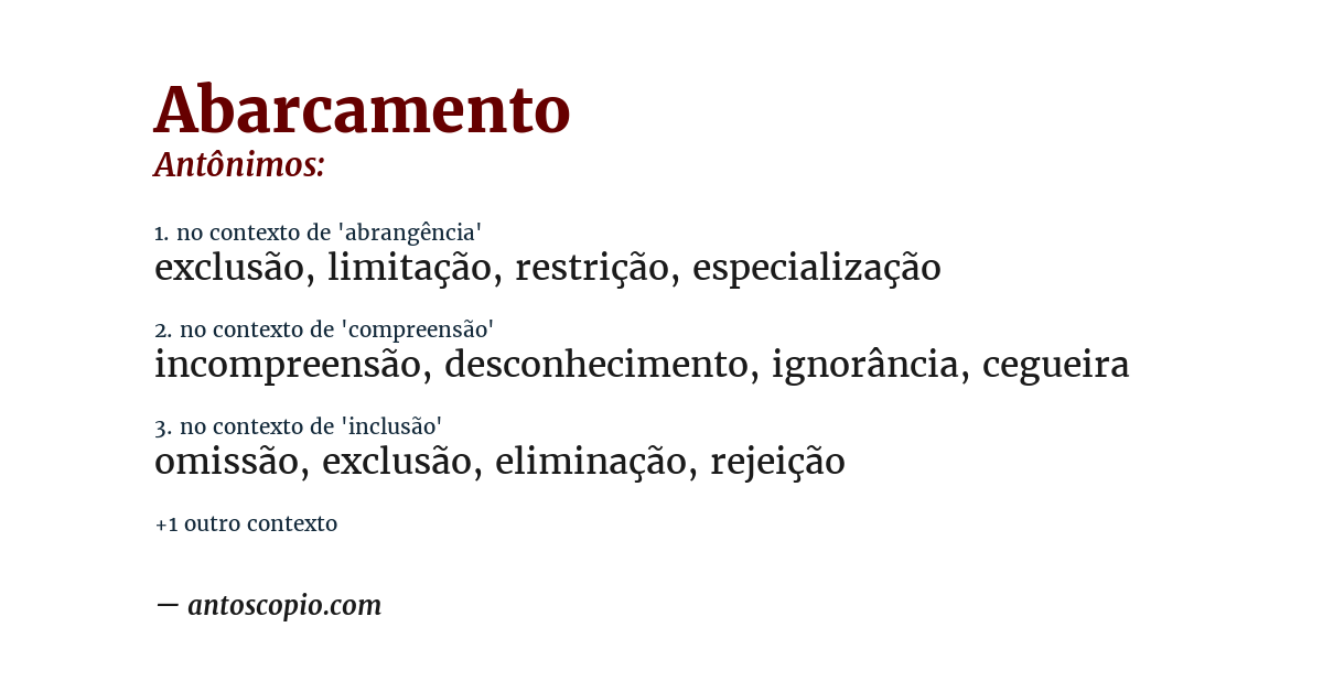 Antônimo de abarcamento