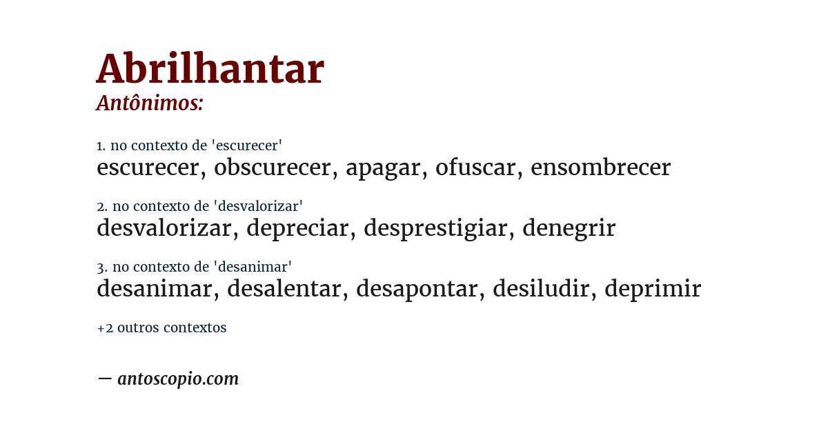 Antônimo de abrilhantar