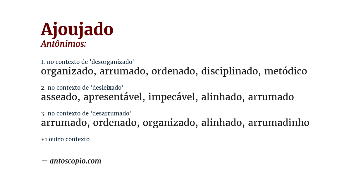 Antônimo de ajoujado