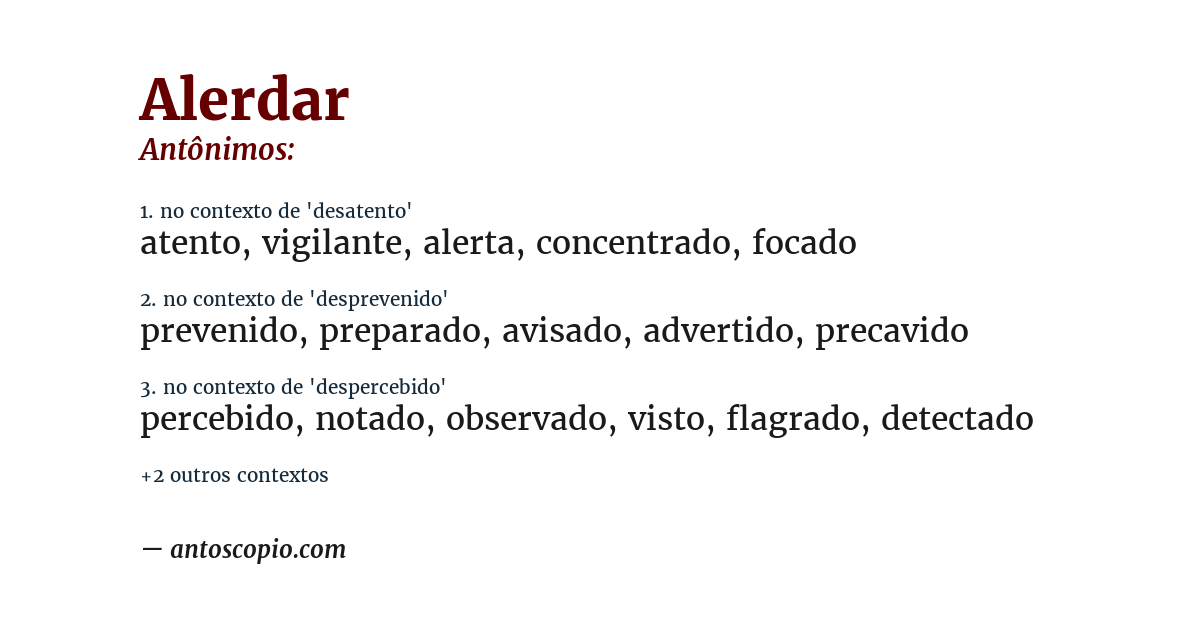 Antônimo de alerdar