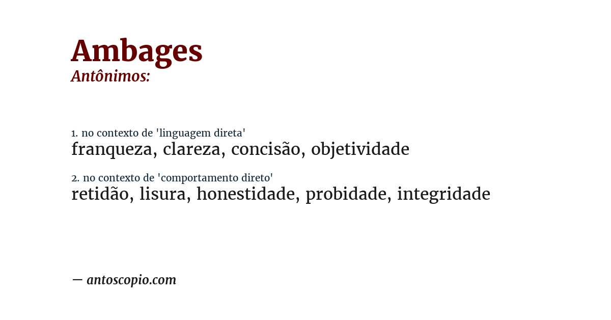Antônimo de ambages