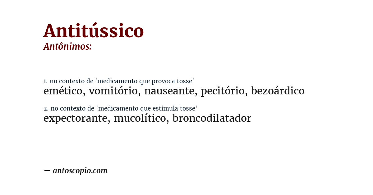Antônimo de antitússico
