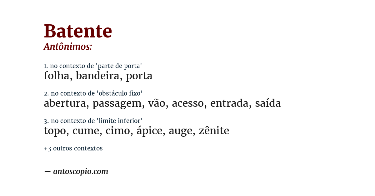 Antônimo de batente