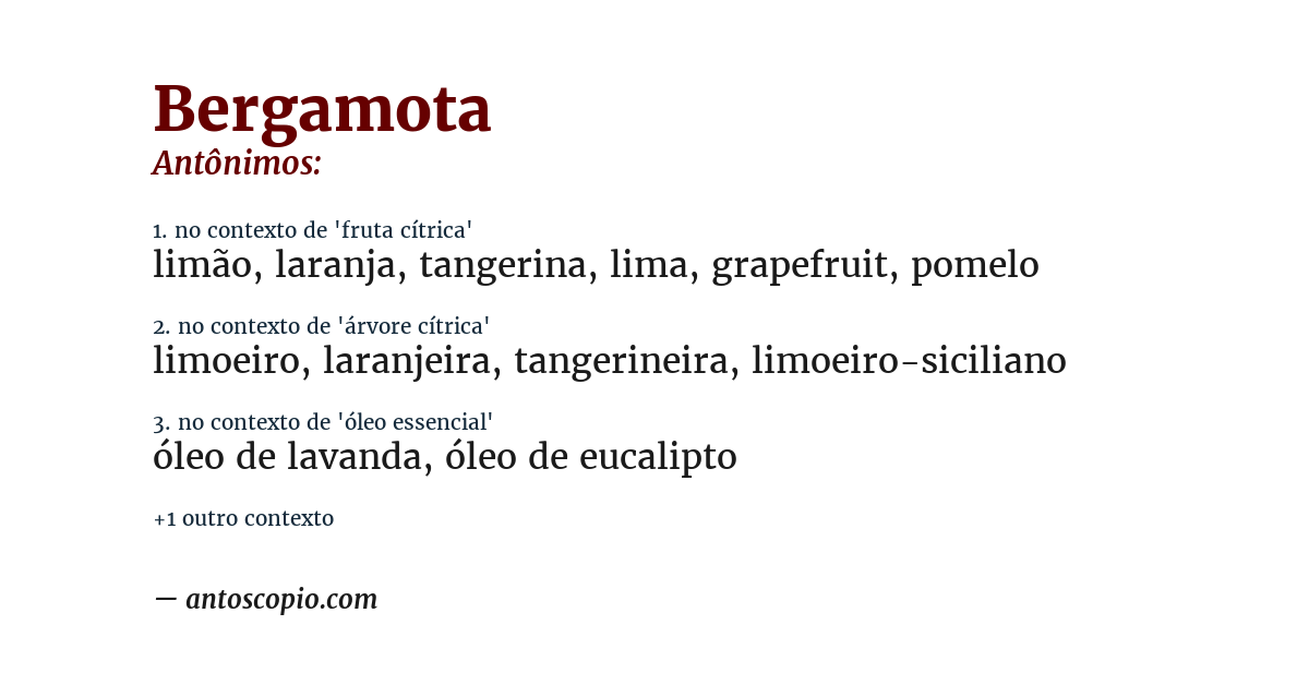 Antônimo de bergamota