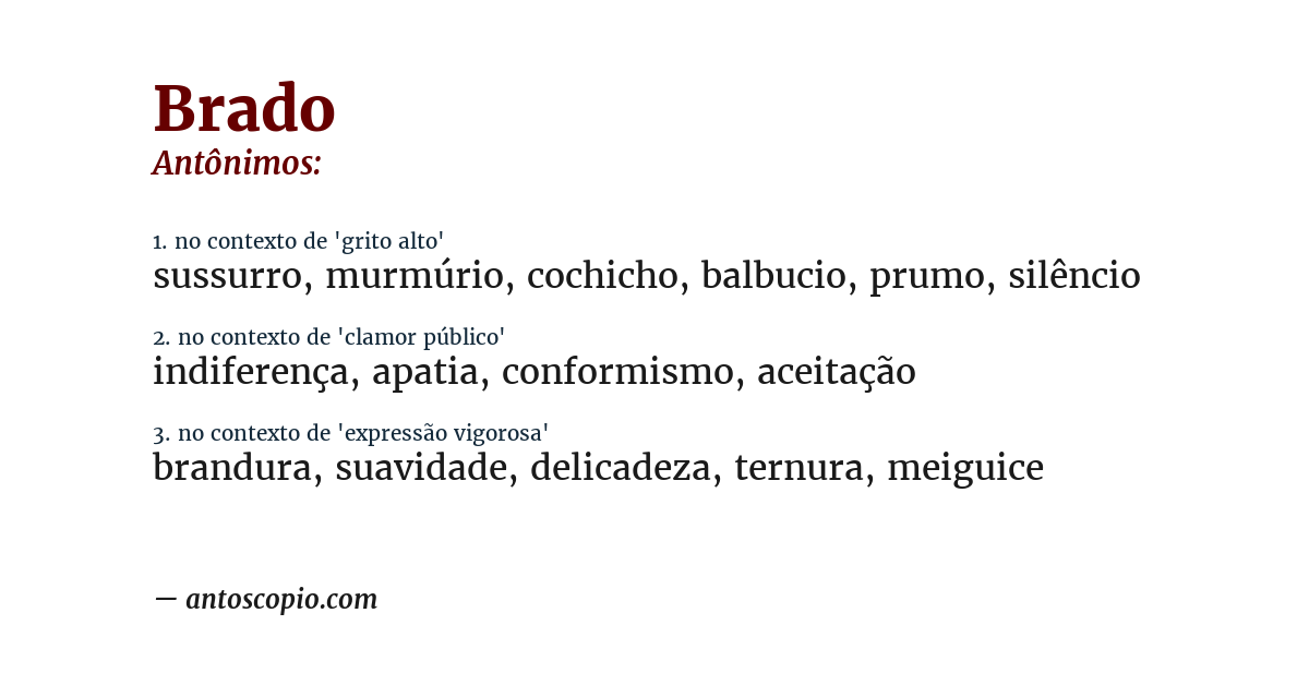 Antônimo de brado