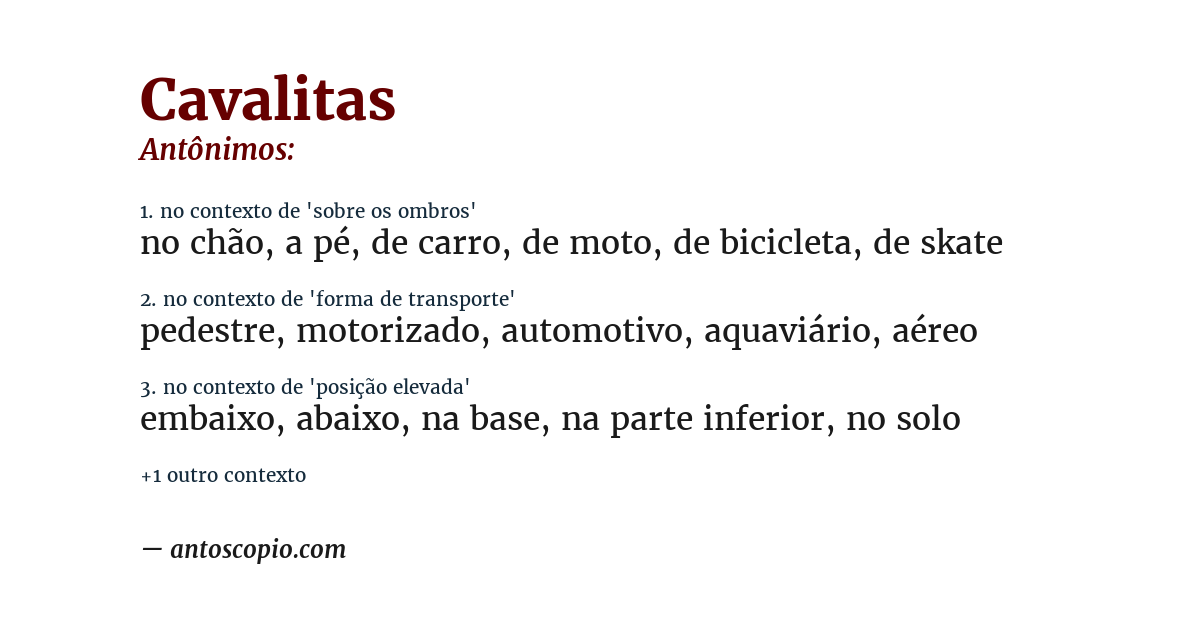 Antônimo de cavalitas