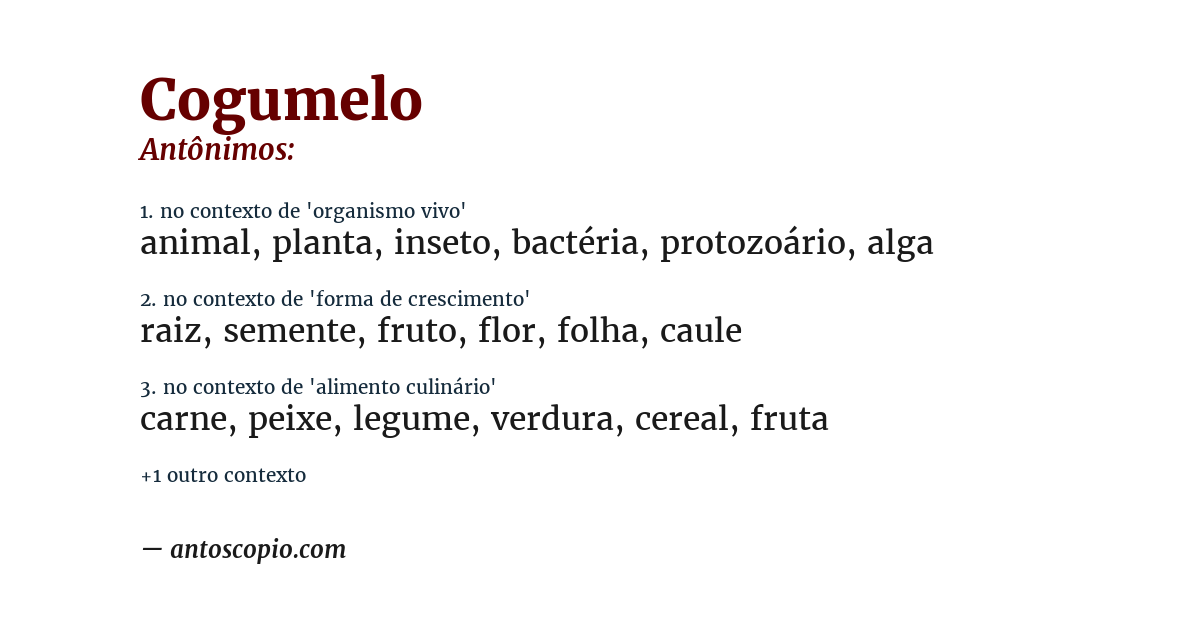 Antônimo de cogumelo