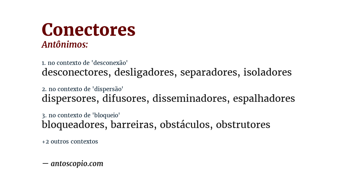 Antônimo de conectores