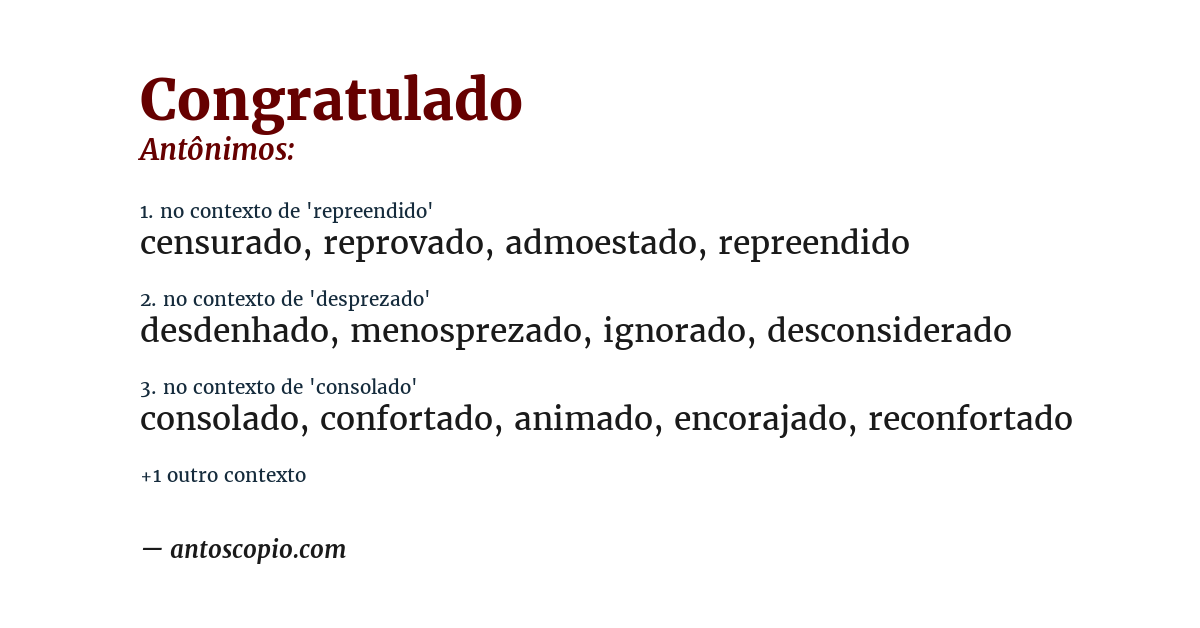 Antônimo de congratulado