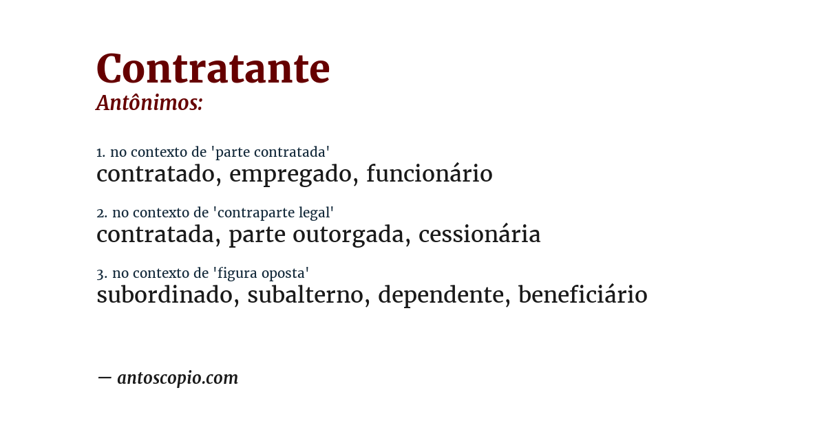 Antônimo de contratante