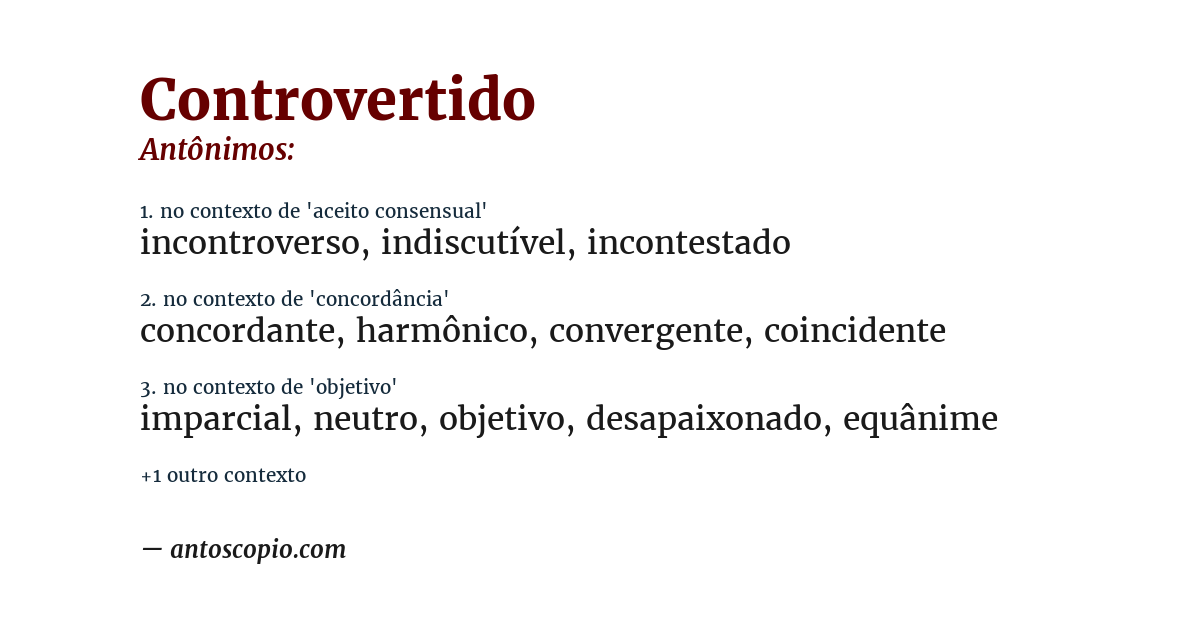 Antônimo de controvertido