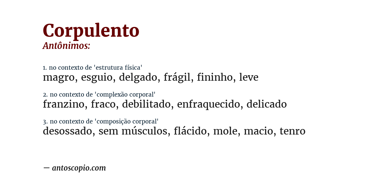 Antônimo de corpulento