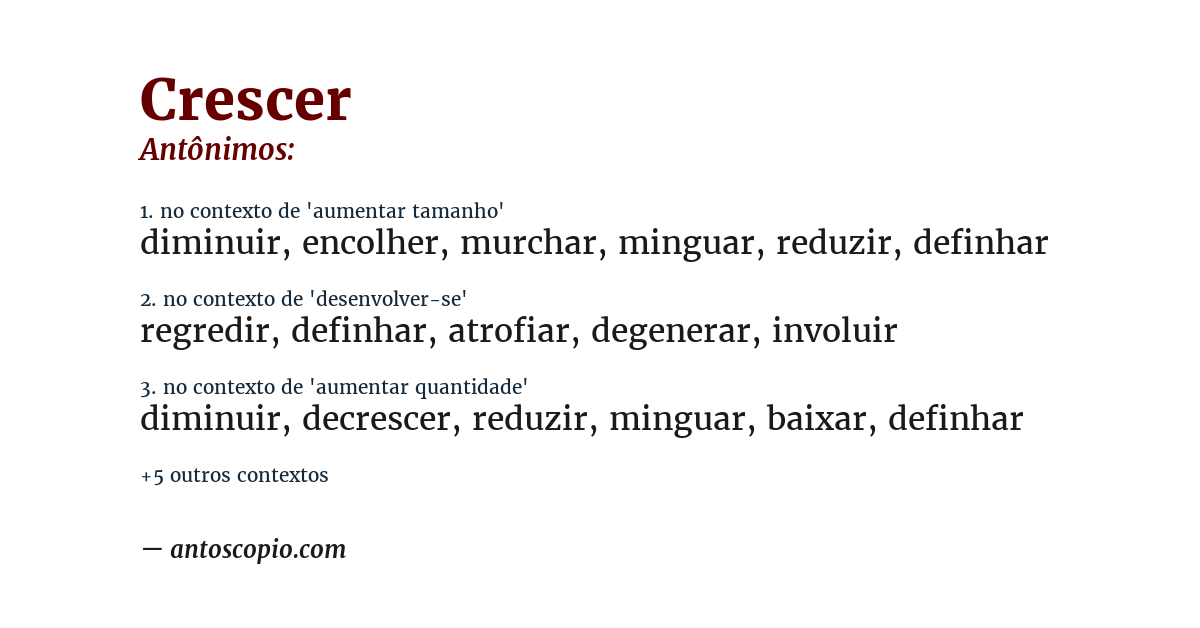 Antônimo de crescer