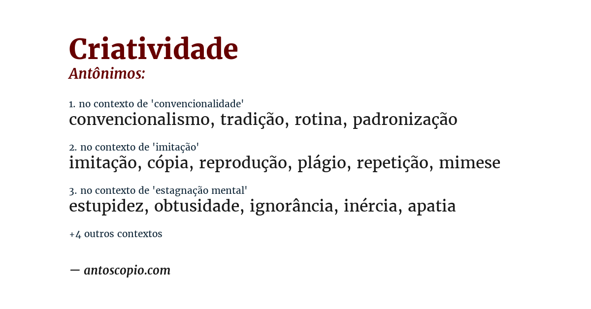 Antônimo de criatividade