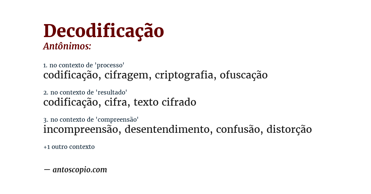 Antônimo de decodificação