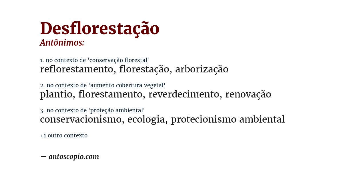 Antônimo de desflorestação