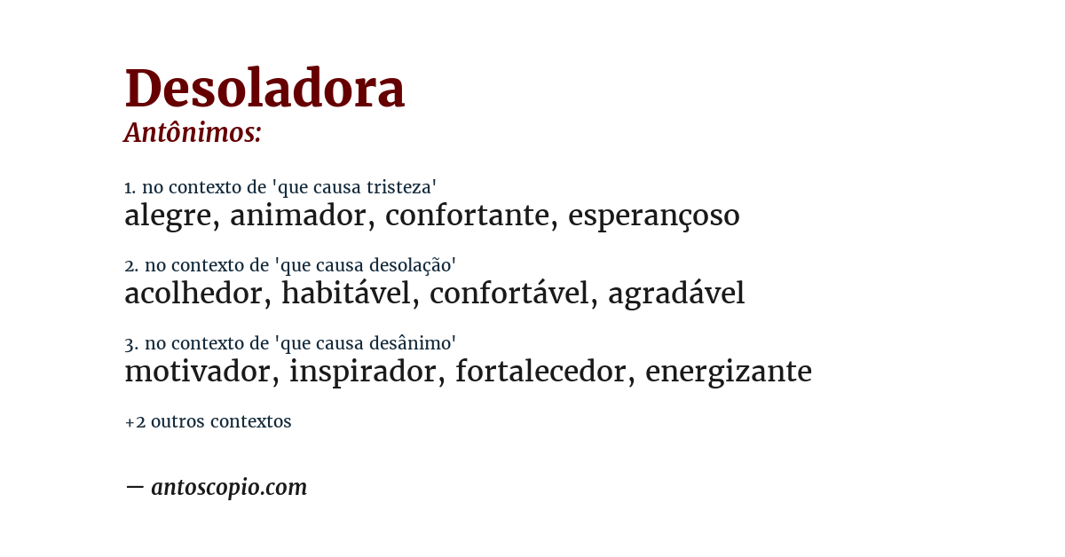 Antônimo de desoladora