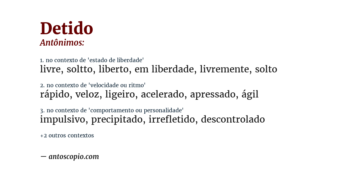 Antônimo de detido