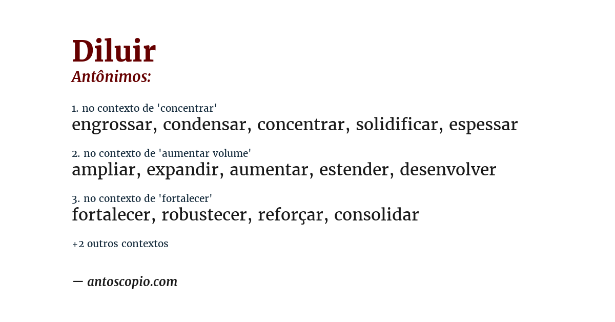 Antônimo de diluir