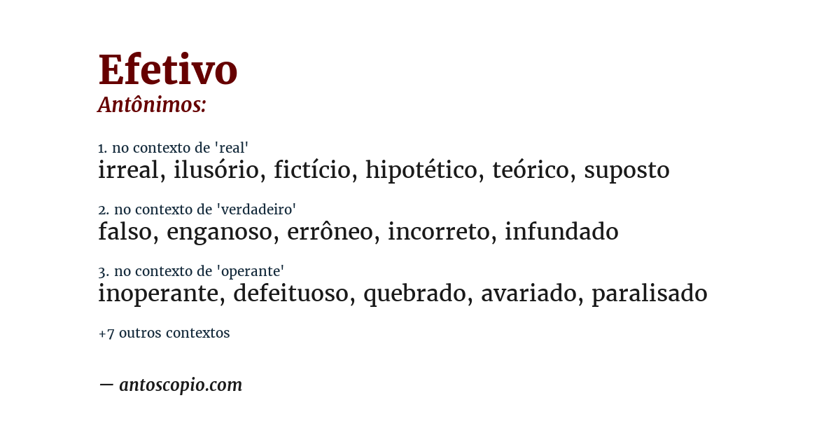 Antônimo de efetivo