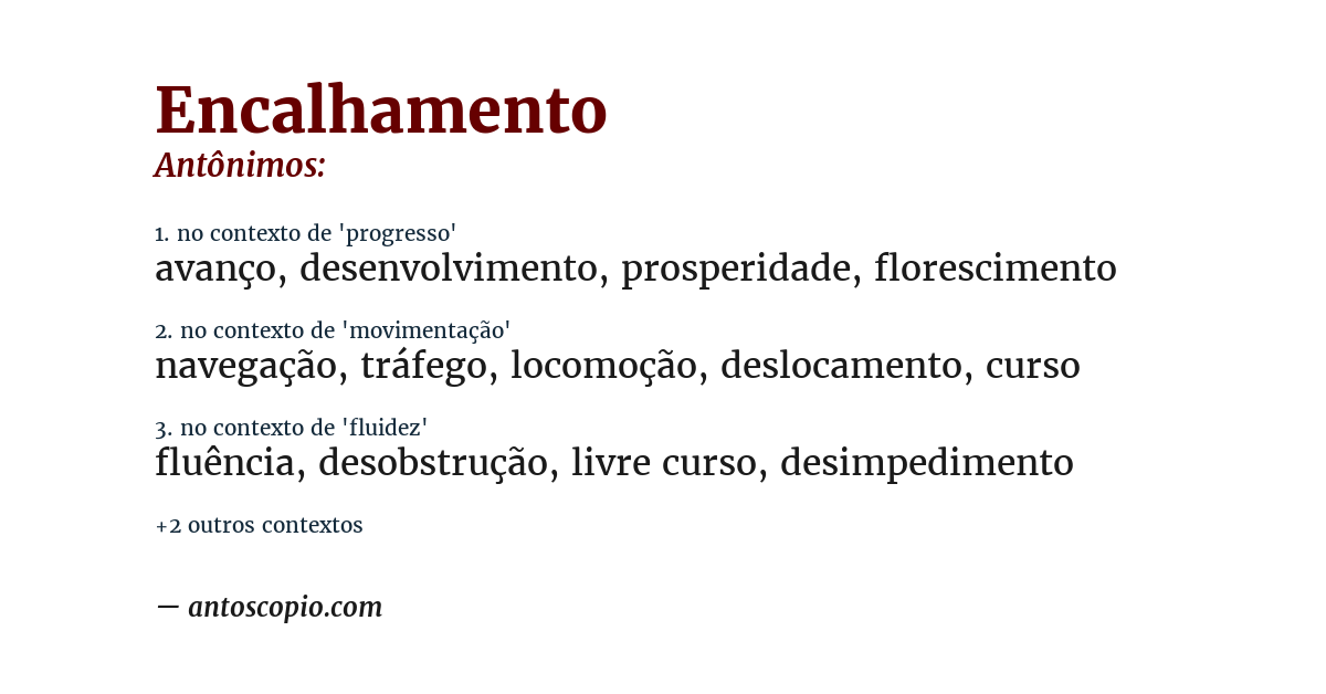 Antônimo de encalhamento