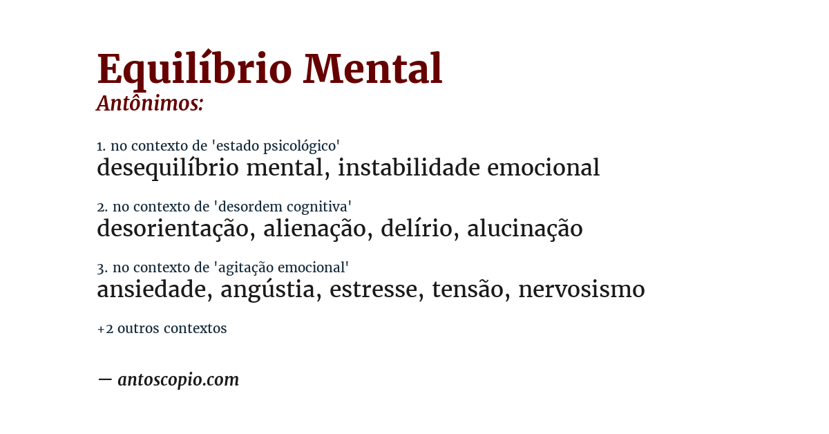 Antônimo de equilíbrio mental