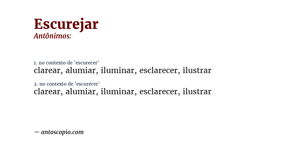 Antônimo de escurejar