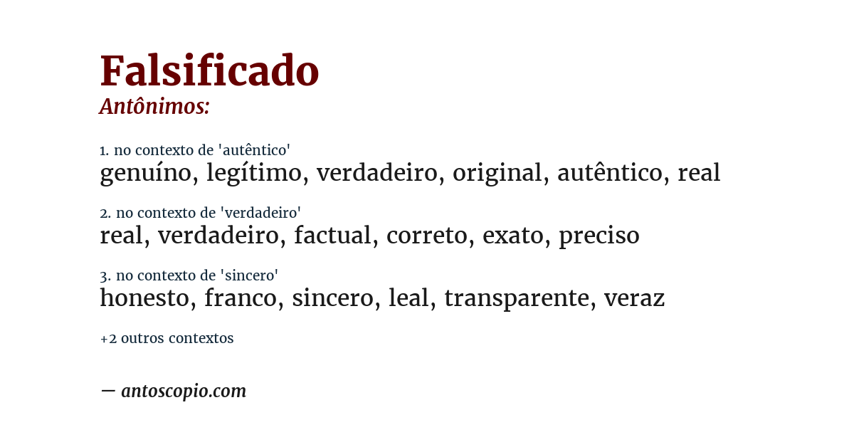 Antônimo de falsificado