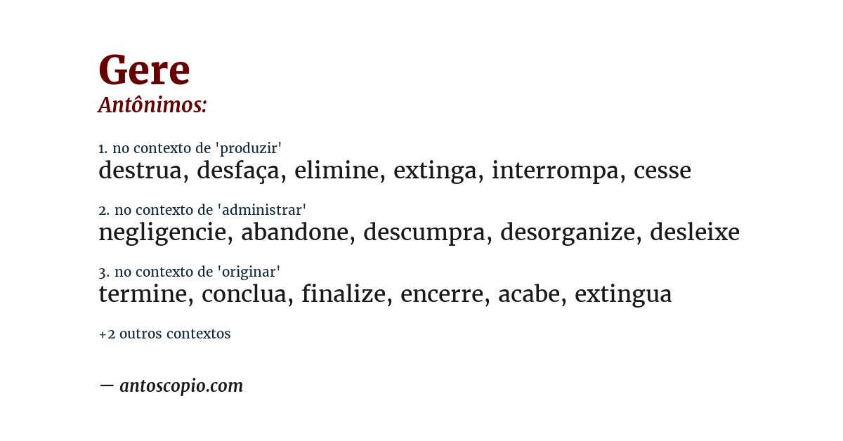 Antônimo de gere