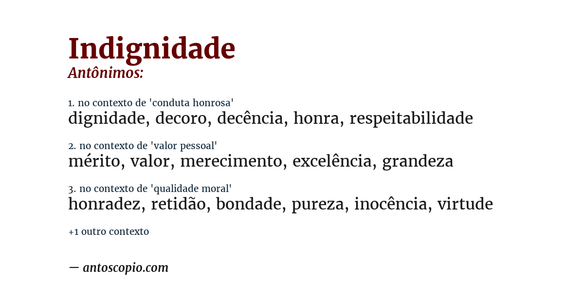 Antônimo de indignidade