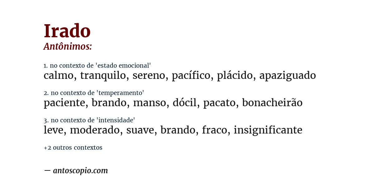 Antônimo de irado