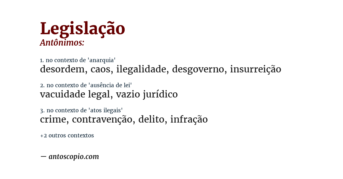 Antônimo de legislação