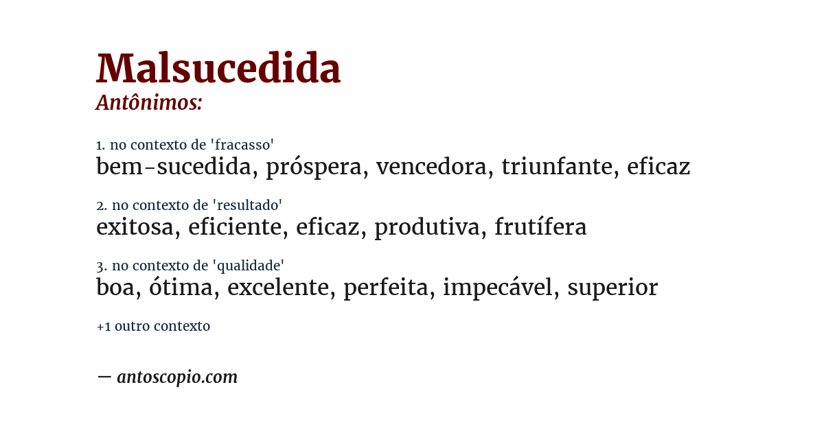 Antônimo de malsucedida