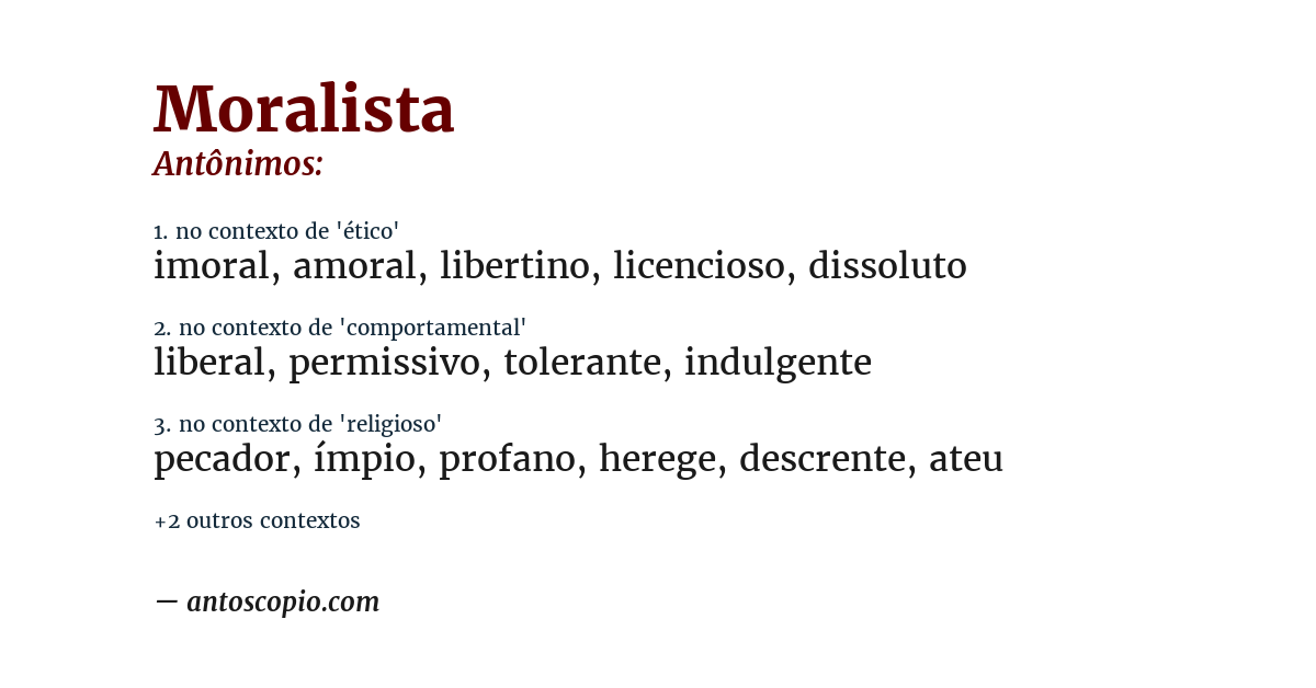 Antônimo de moralista