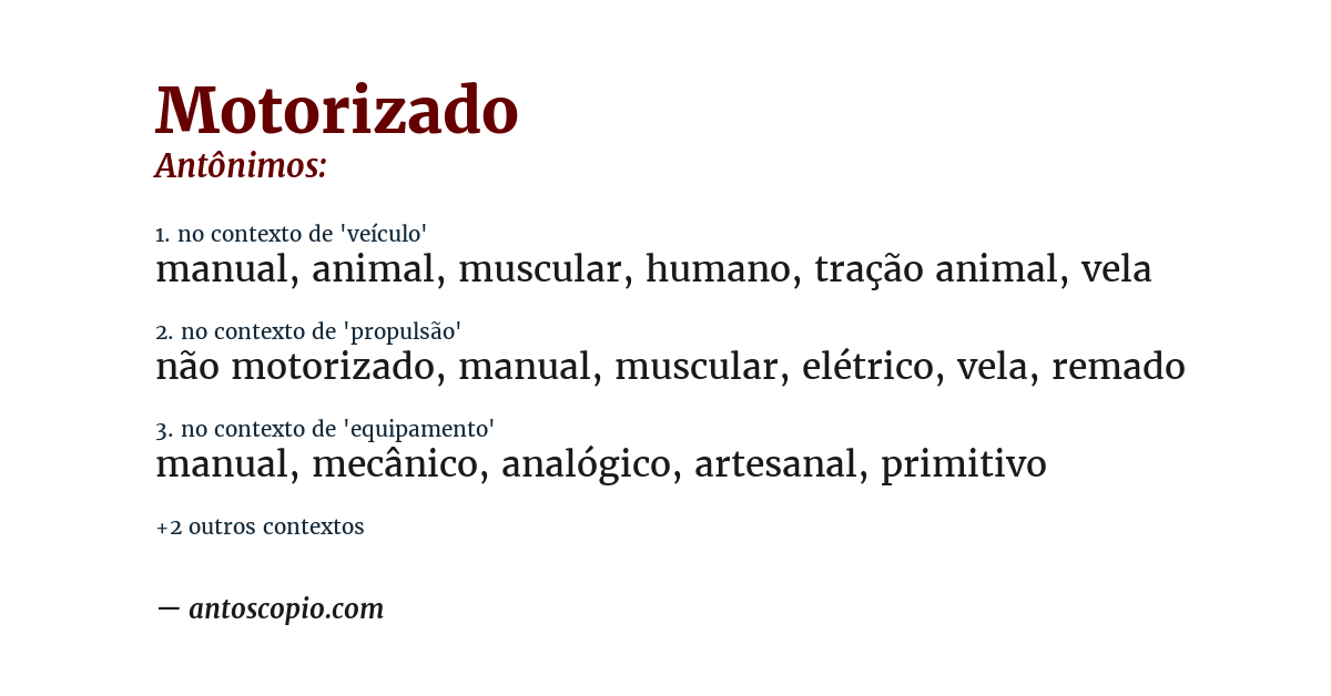 Antônimo de motorizado