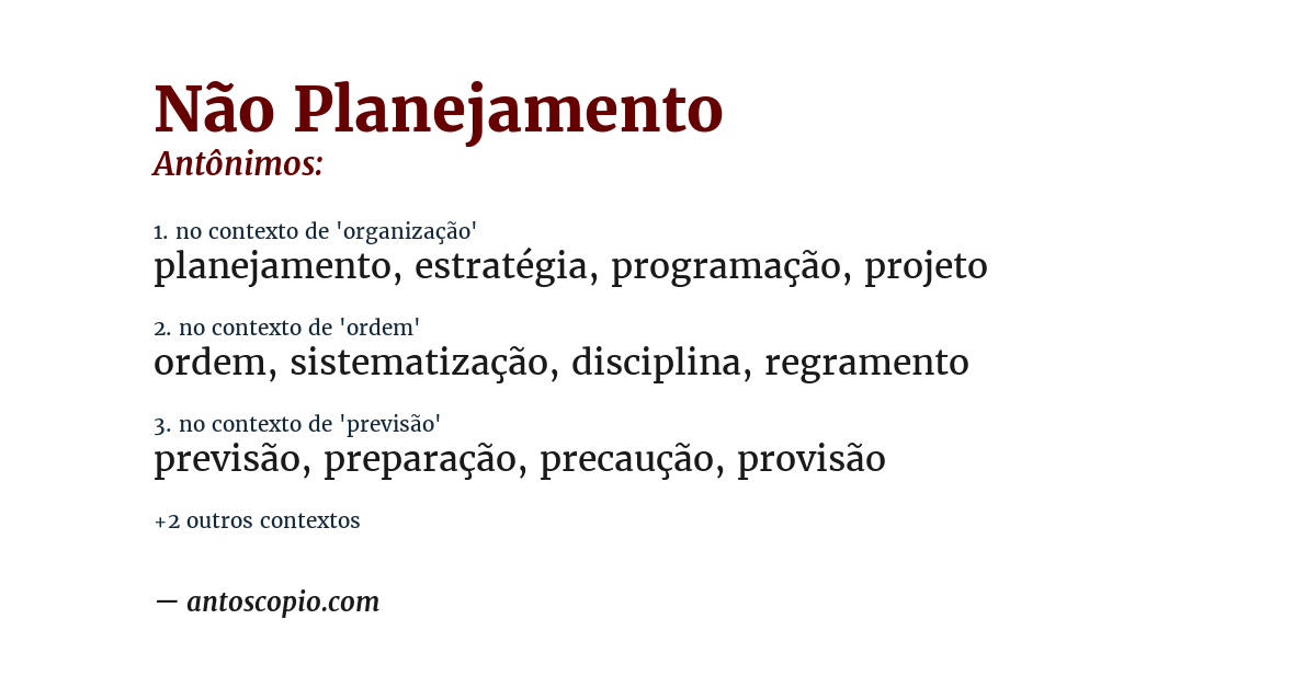 Antônimo de não planejamento