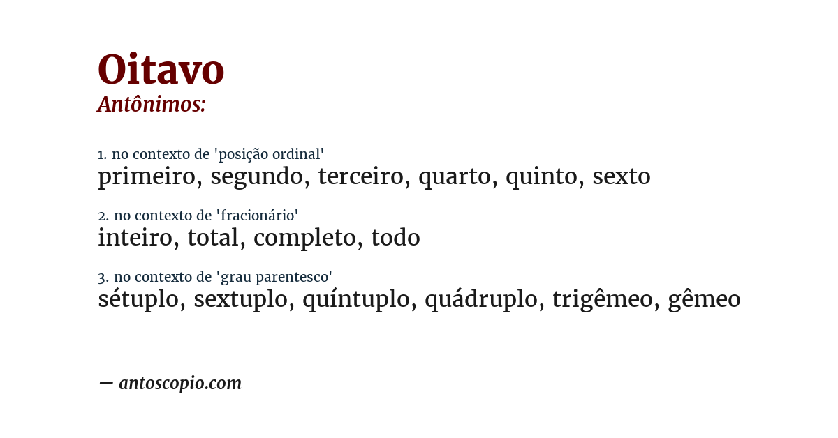 Antônimo de oitavo