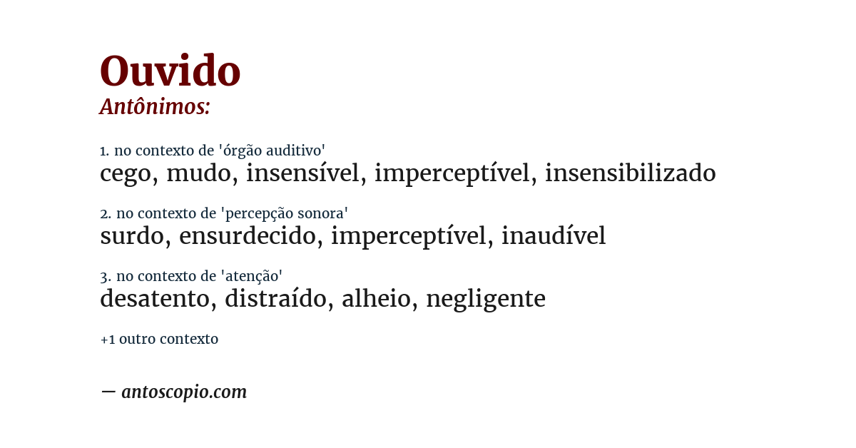 Antônimo de ouvido