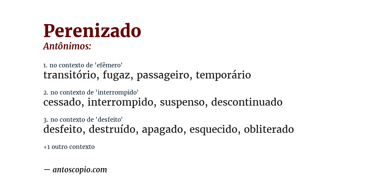 Antônimo de perenizado