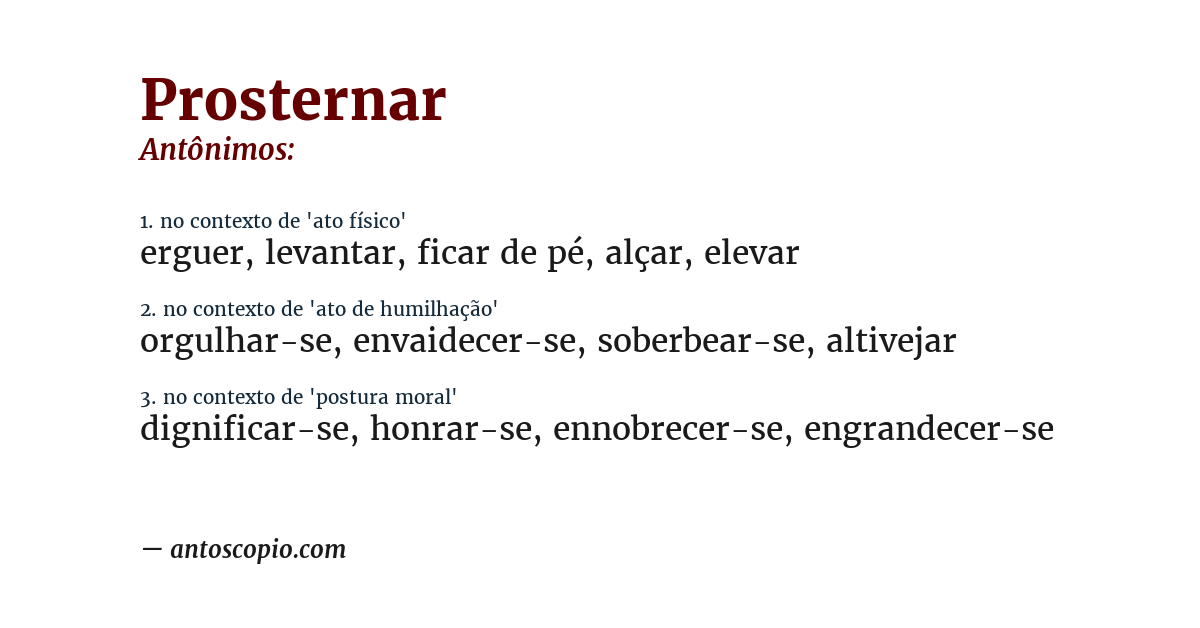 Antônimo de prosternar